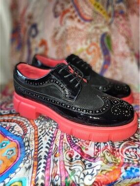 Marc Nolan Ms. Alexander Patent Leather and Suede Wingtip Derby Oxfords Size 9